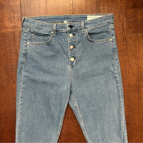 Rag & Bone Nina High-Rise Ankle Skinny Blue Denim Jeans, Size 31 - Picture 3 of 11